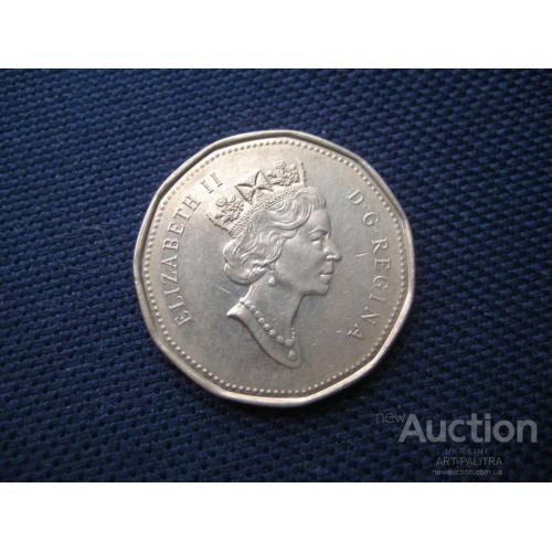 Монета Доллар Канада 1993 Королева Елизавета II Фауна Утка Гагара Никель-бронза d-26мм. Оригинал
