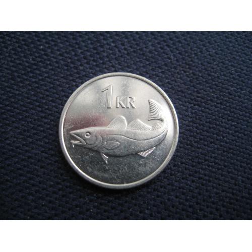 Монета 1 крона 2007 Ісландія Исландия Фауна Тріска сталь/нікель d-21,5мм. Оригінал
