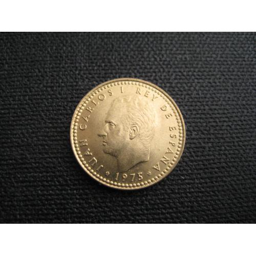  Монета 1 песета 1975 (1979) Іспанія Испания Хуан Карлос Бронза d-21мм. Оригінал