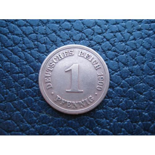 Монета 1 пфенниг pfennig 1900 D Германия Германская империя d-17мм. Медь Оригинал