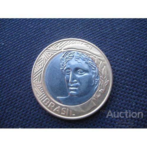 Монета 1 реал Бразилия 2008 год Биметалл Оригинал
