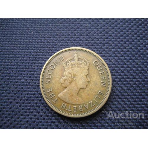 Монета 10 центов 1960 Гонконг Hong Kong Королева Елизавета II Великобритания Латунь d-20мм. Оригинал