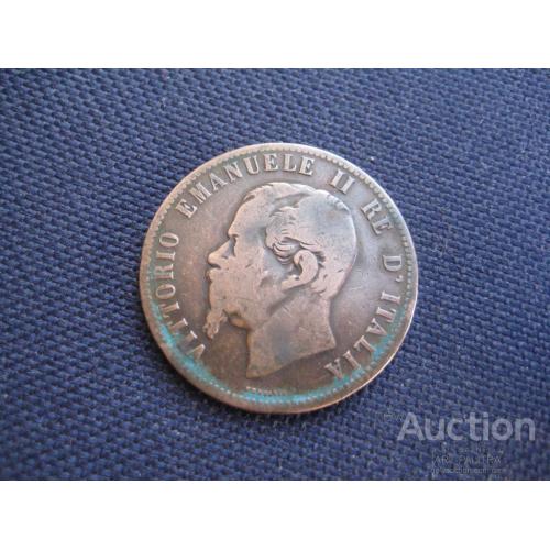 Монета 10 чентезимо 1862 Италия Король Виктор Эммануил II Медь d-30мм. Оригинал