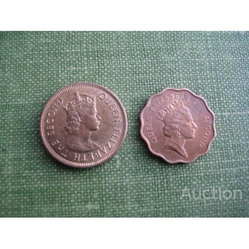 Монета 10 и 20 центов 1974-1989 Гонконг Елизавета II Великобритания Латунь d-20 и 18мм. Оригинал