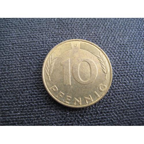Монета 10 пфенігів пфеннигов 1990 J (Гамбург) Німеччина Германия d-21,5мм. Сталь/латунь Оригінал