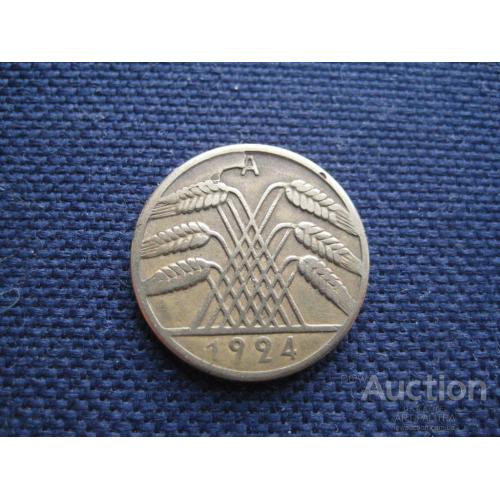 Монета 10 пфеннигов 1924 А Германия Веймарская республика Брак d-21мм. Бронза Оригинал