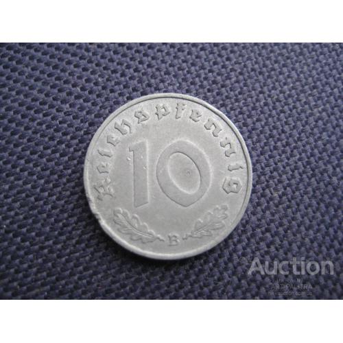 Монета 10 рейхспфеннигов пфеннигов Германия 1940 В (Вена) Третий Рейх d-21мм. Цинк Оригинал