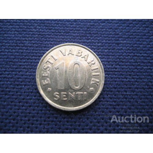 Монета 10 сенти 2002 Эстония Латунь d-18мм. Оригинал