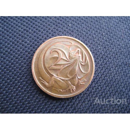 Монета 2 цента 1984 Австралия Королева Елизавета II Фауна Ящерица d-21,6мм. Бронза Оригинал