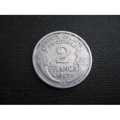 Монета 2 франка 1947 В  Франція Четверта Республіка Франция Алюміній d-27мм. Оригінал