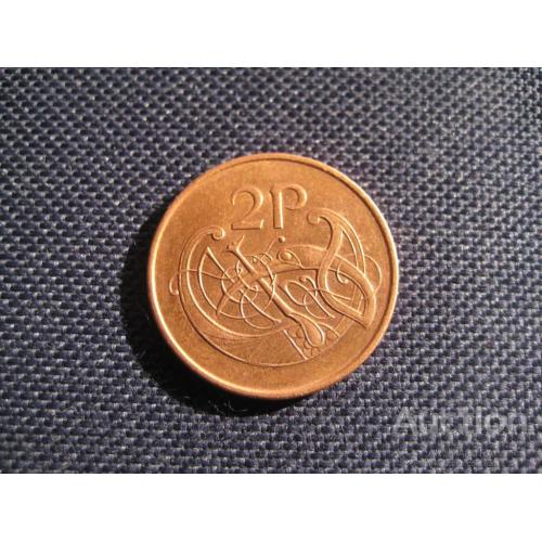 Монета 2 пенса Ирландия 2000 Кельтская арфа Фауна Стилизованная птица Сталь d-25мм. Оригинал