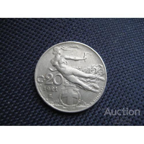 Монета 20 чентезимо 1921 Италия Магнитная d-22мм. Оригинал