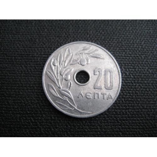 Монета 20 лєпта лепта 1966 Греція король Костянтин II Греция Алюміній d-24мм. Оригінал