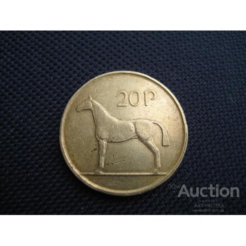 Монета 20 пенсов Ирландия 1986 Кельтская арфа Фауна Лошадь Никель/бронза d-27мм. Оригинал