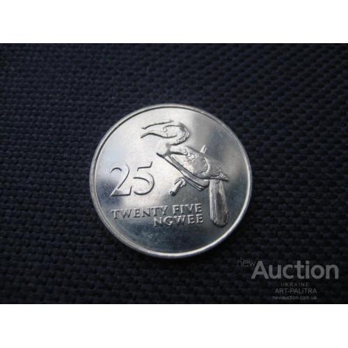 Монета 25 нгве 1992 год Замбия d-19,9мм. Сталь покрытая никелем Фауна Оригинал