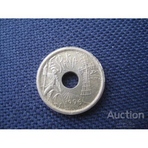 Монета 25 песет 1996 Испания Дон Кихот Король Хуан Карлос I d-19мм. Бронза Оригинал