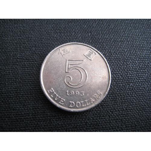 Монета 5 доларів долларов 1993 Гонконг Китай Hong Kong Нікель Флора Баугінія d-27мм. Оригінал