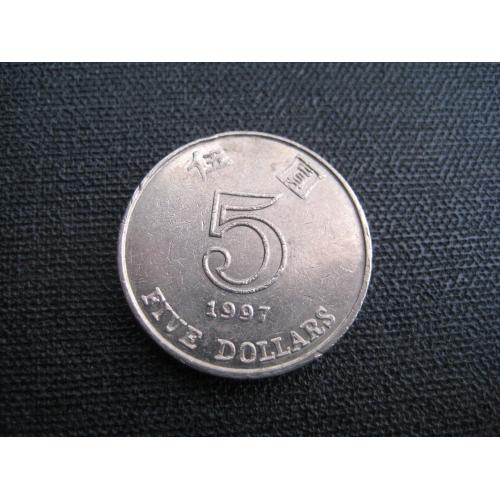 Монета 5 доларів долларов 1997 Гонконг Китай Hong Kong Нікель Флора Баугінія d-27мм. Оригінал