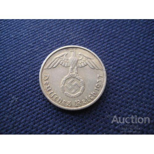Монета 5 рейхспфеннигов пфеннигов Германия 1937 А (Берлин) Третий Рейх d-18мм. Бронза Оригинал