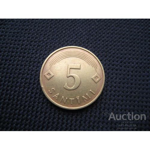 Монета 5 сантим сантимов santimi 1992 Латвия d-18мм. Алюминиевая бронза Оригинал