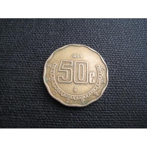  Монета 50 сентаво 1994 Мексика Бронза d-22мм. Оригінал
