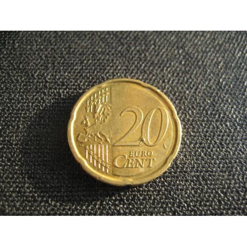 Монета брак 20 євроцентів евроцентов 2007 Бельгія Бельгия Король Альберт II d-22мм. Латунь Оригінал