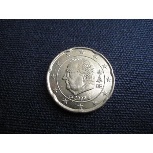 Монета брак 20 євроцентів евроцентов 2009 Бельгія Бельгия Король Альберт II d-22мм. Латунь Оригінал