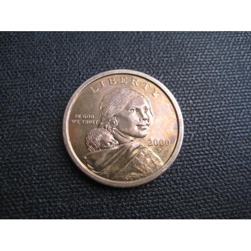 Монета Долар Доллар 2000 D (Денвер) США Сакагавея d-26,5мм. Латунь Оригінал