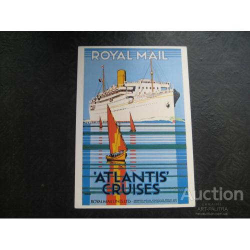 Открытка Пассажирский пароход Kenneth Shoesmith Royal Mail Atlantic Cruises England Оригинал Чистая
