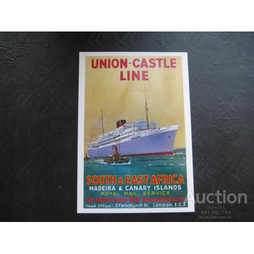 Открытка Пассажирский пароход Union-Castle Line South East Africa England Оригинал Чистая