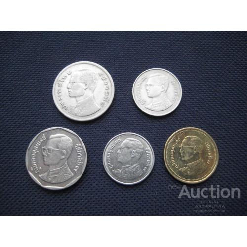 Пять монет-одним лотом 5 бат 2 бата 1 бат (1988-2017) Тайланд Король Рама IХ Оригинал