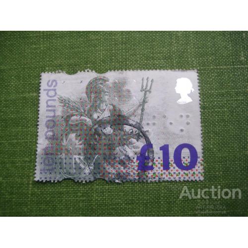 Stamp 10 pounds Great Britain 10 фунтов Великобритания Elizаbeth II Елизавета II Без клея Оригинал
