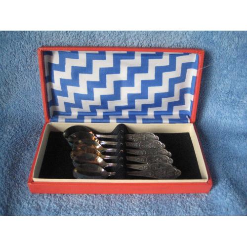 Чайные ложки с позолотой 6шт. 1ЮМ МН-19 МНЦ Мельхиор Мстера з-д Ювелир 1970гг. l-14,1см. Оригинал