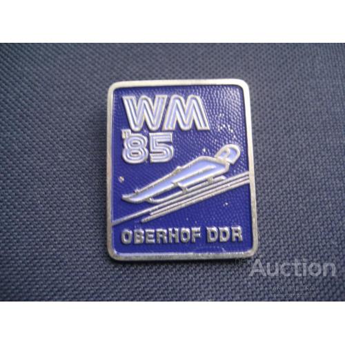 Значок WM `85 Oberhof 1985 DDR Обергоф Германия ГДР Спорт Сани Тяж.мет. Оригинал