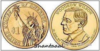 Shantal, 1 доллар 2013, Вудро Вильсон, 28 президент США 