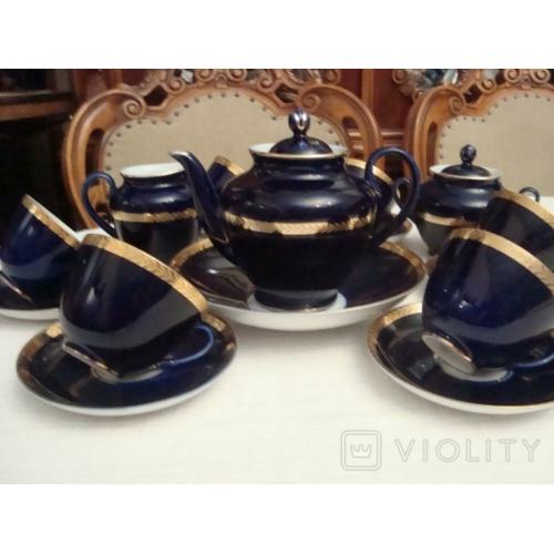 Чайный Сервиз Фарфор СССР ЛФЗ Кобальт Позолота №771