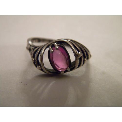 Кольцо СССР Камень Серебро 875 * проба Звезда 5МЮ №1014