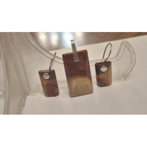 Набор Серьги Кулон СССР Камень Агат №114