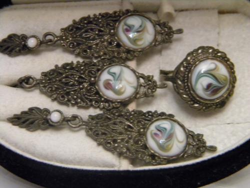 Набор СССР Серьги Кольцо Кулон Ростовская Финифть №708