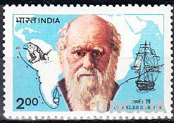Индия 1983 фауна корабли Дарвин карта