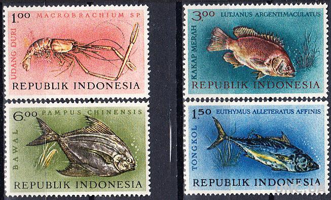 Индонезия 1963 фауна рыбы