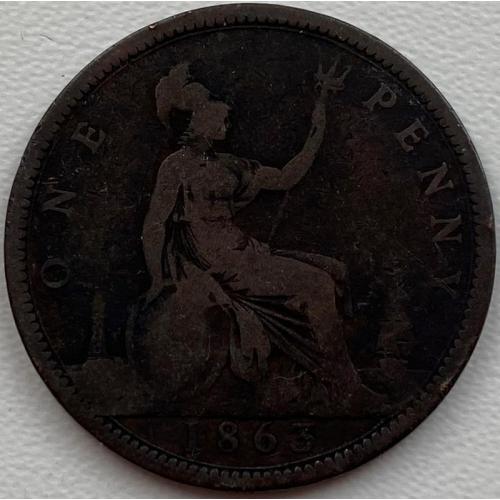 Англия 1 пенни 1863 год №ф295