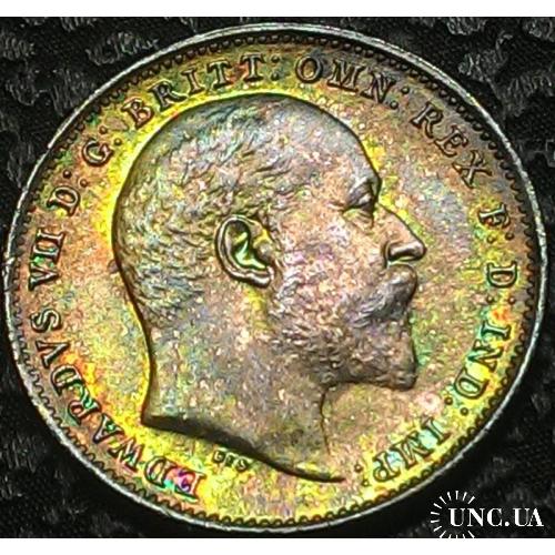 Англия 3 пенса 1902 Prooflike!! год Тираж 8 976 , РЕДКАЯ!!!! В ОТЛИЧНОМ СОХРАНЕ!!!! №к77