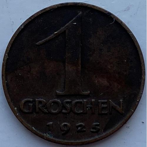 Австрия 1 грош 1925 год № 358