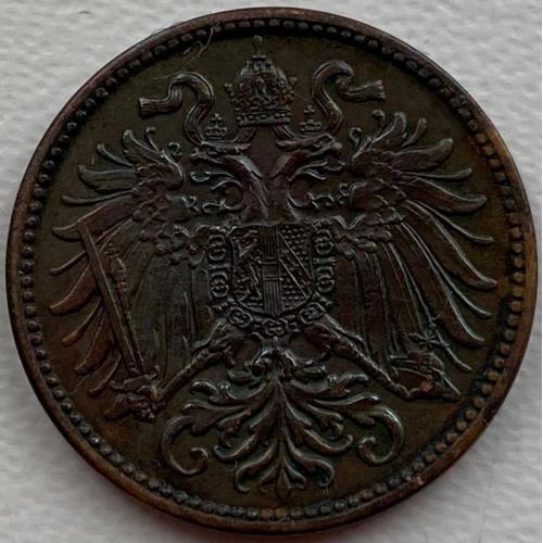 Австро-Венгрия 2 геллера 1909 год №ф128