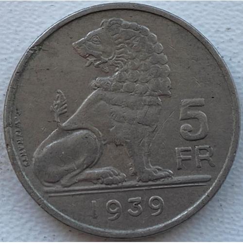 Бельгия 5 франков 1939 год №Ф6