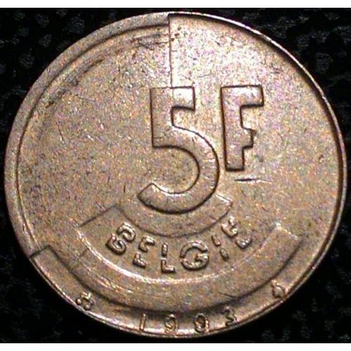 Бельгия 5 франков 1993 год №п272