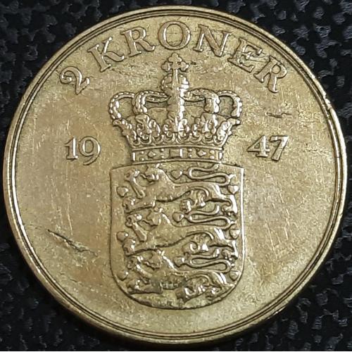 Дания 2 кроны 1947 год №а360