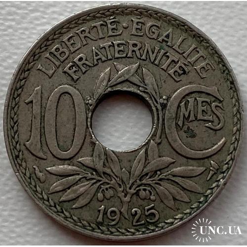 Франция 10 сантим 1925 год