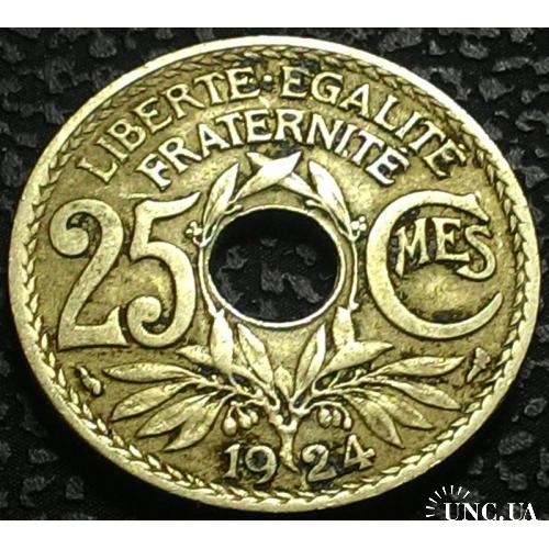 Франция 25 сантим 1924 год